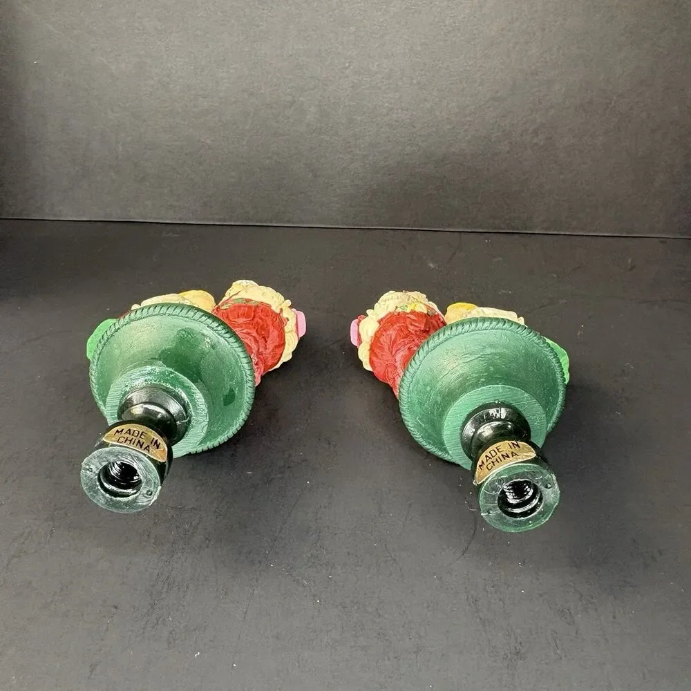 2 Vintage Christmas Lamp Finials Santa & Mrs. Claus Sneaking A Kiss!
